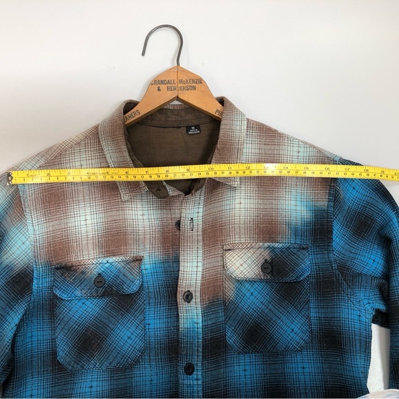 Custom Bleached Flannel Shirt, Sz Mens M (slim fit). - Picture 6 of 9
